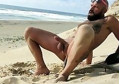 Brunette black blowjob cock on beach