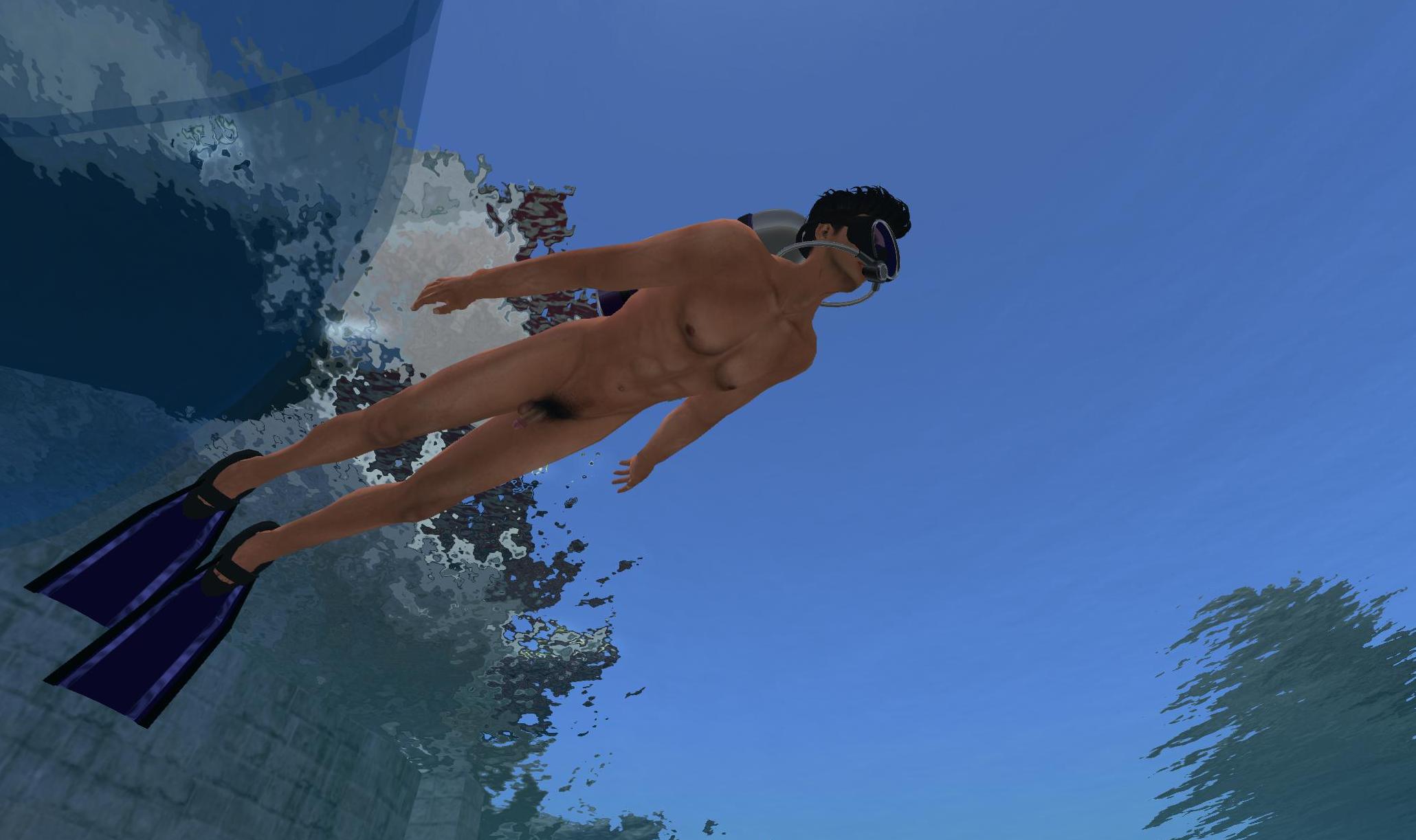 Amature nude scuba divers