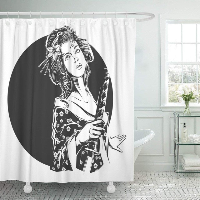 best of Shower curtain Asian design fabric