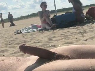 Mature thai masturbate penis on beach